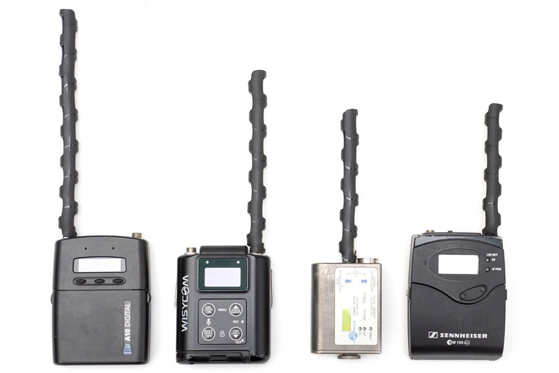 RF Saver wireless receiver units with antennas in dark and light housings