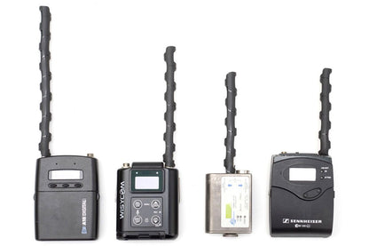 RF Saver wireless receiver units with antennas in dark and light housings