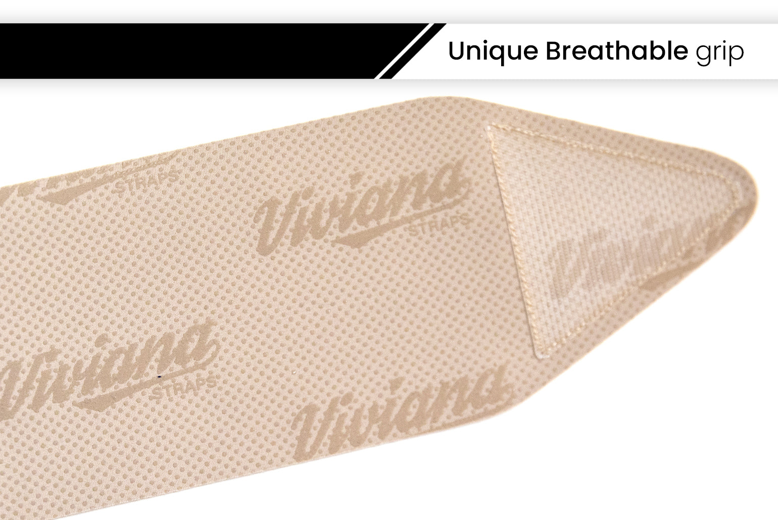 Beige extreme thigh strap with breathable grip texture, ultra-thin close-up
