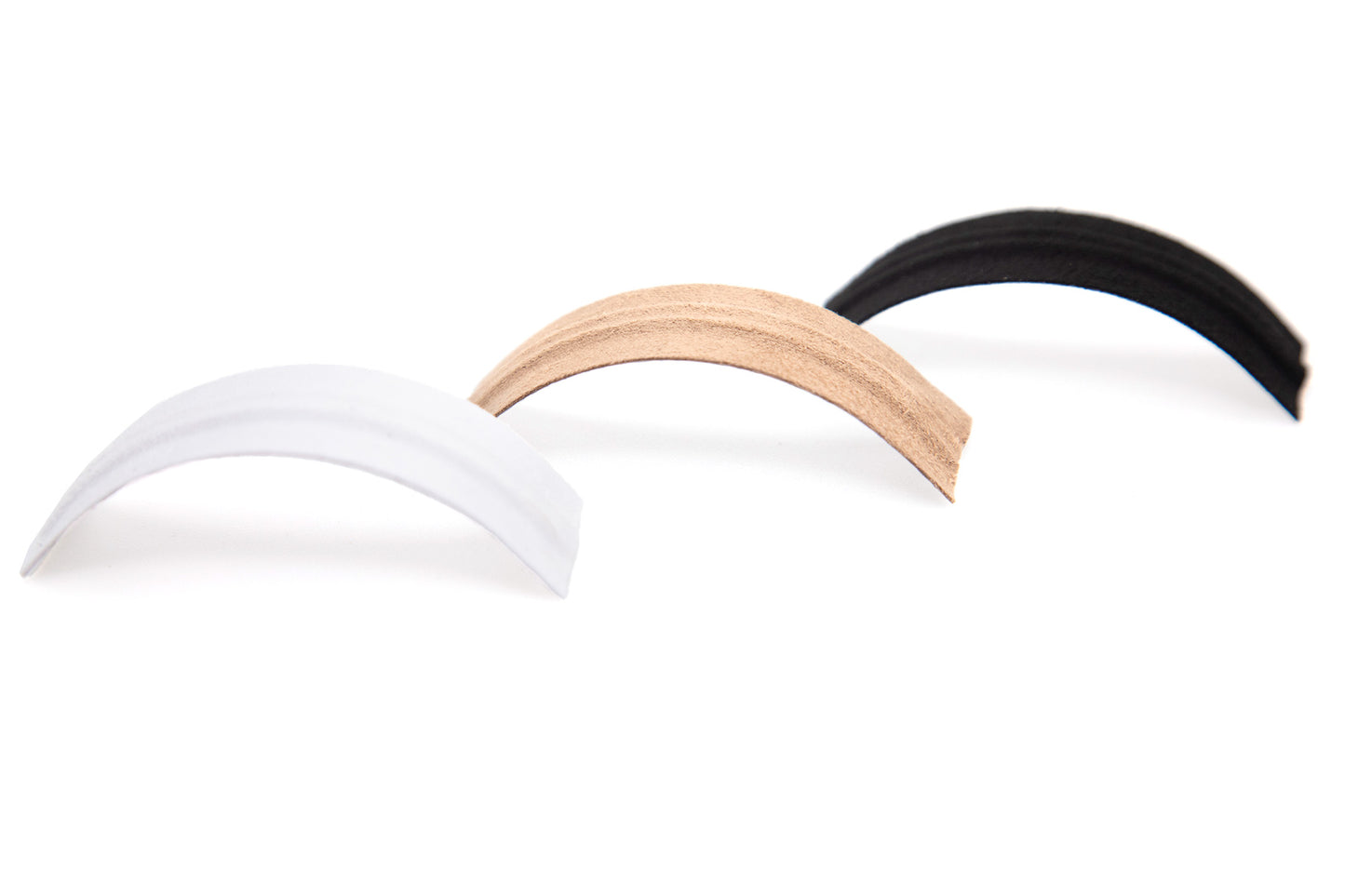 Moleskin Extreme curved padding strips in white, beige and black