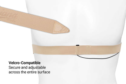 Beige chest strap on mannequin with secure adjustable band
