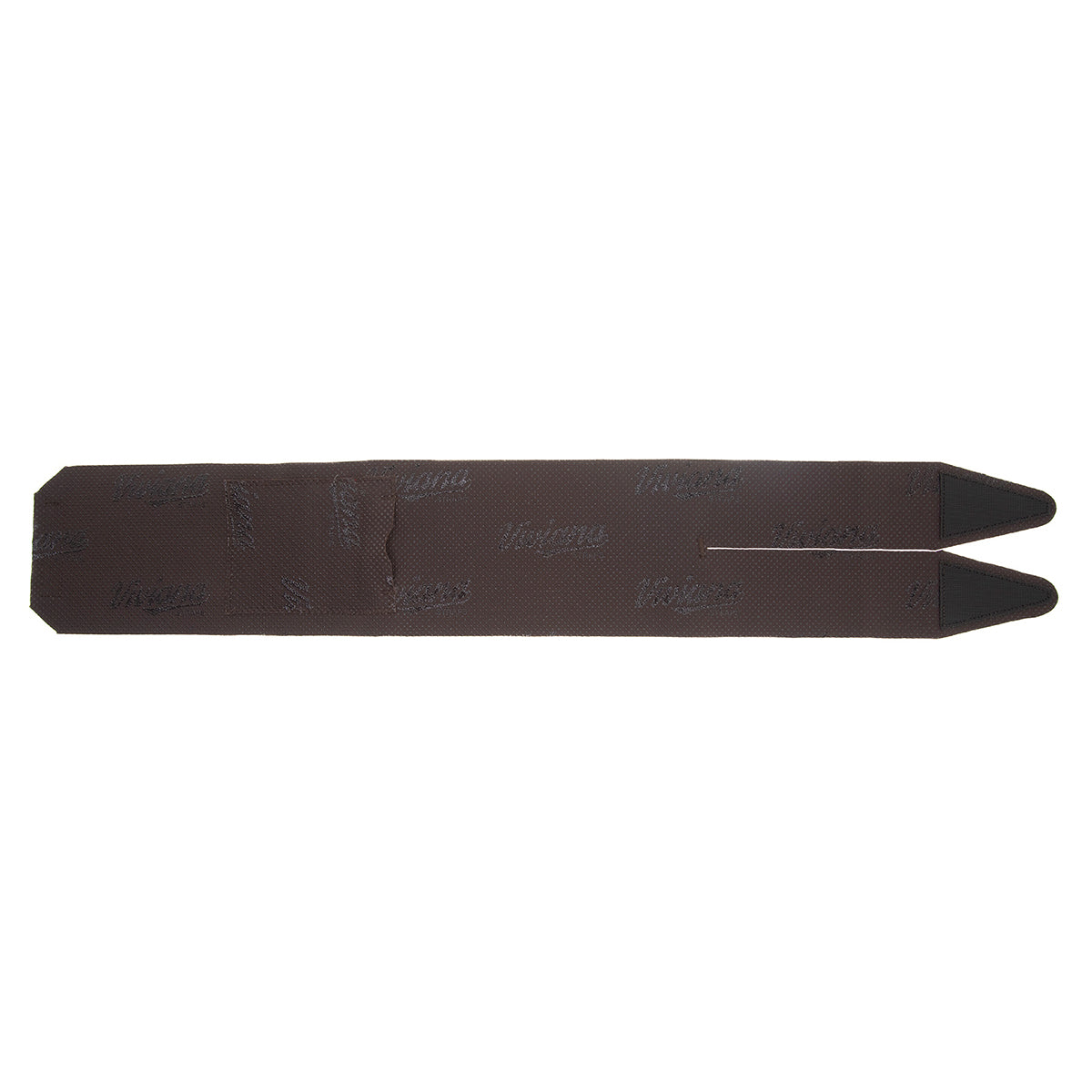 Dark brown thigh strap pair with textured fabric and two pointed ends