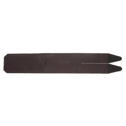 Dark brown thigh strap pair with textured fabric and two pointed ends