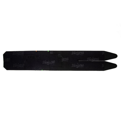 Black thigh strap pair with repeated pattern texture and pointed tips