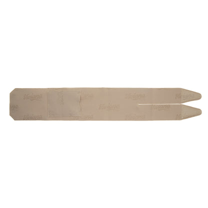 Beige thigh strap pair with pointed ends and stitched center panel