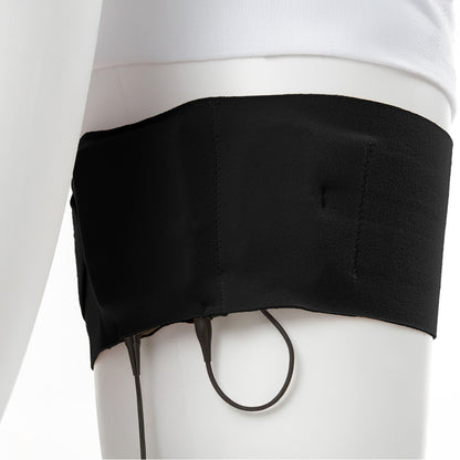 Black thigh strap with black cord loop and stitched band detail