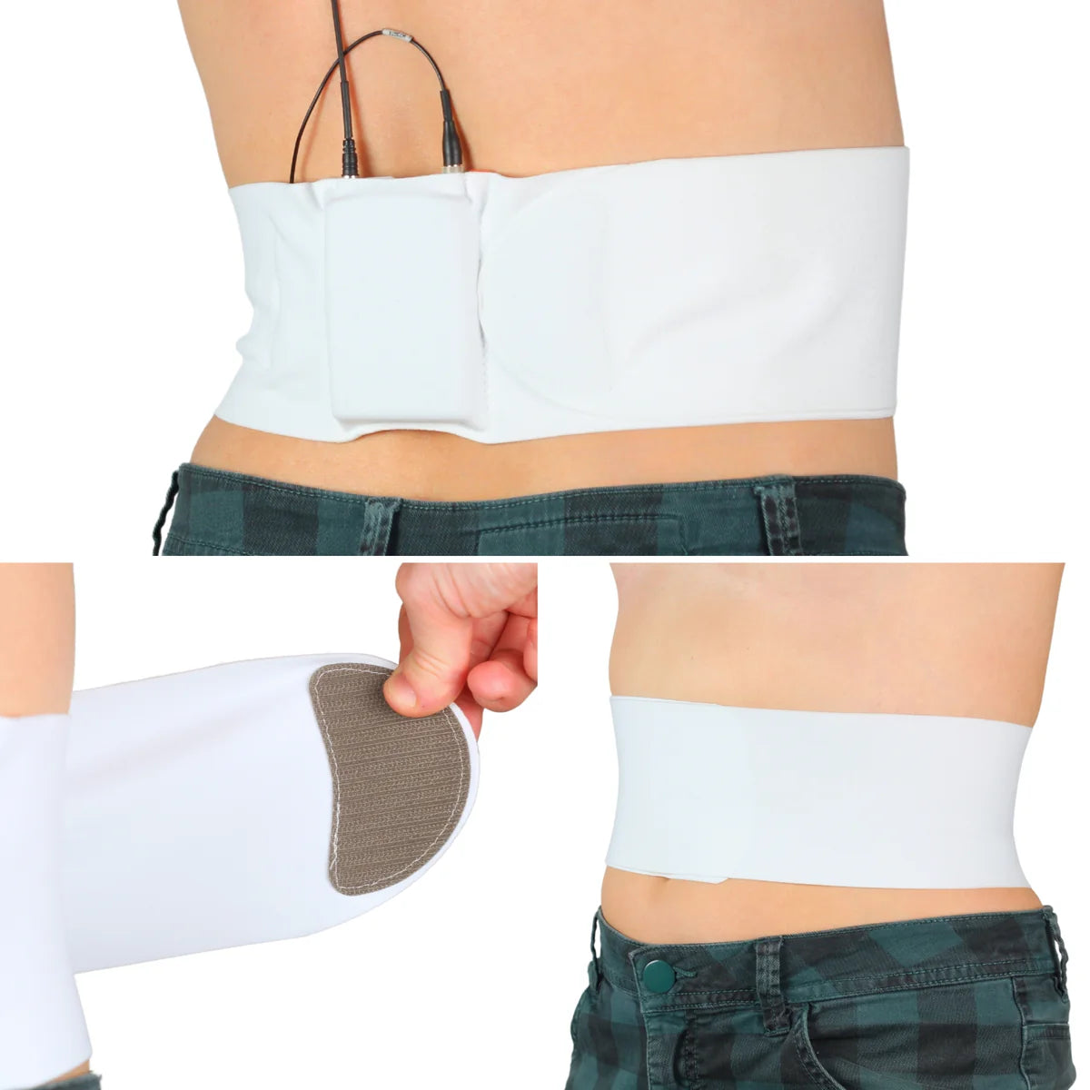 White waist strap with single pouch and adjustable hardware connector