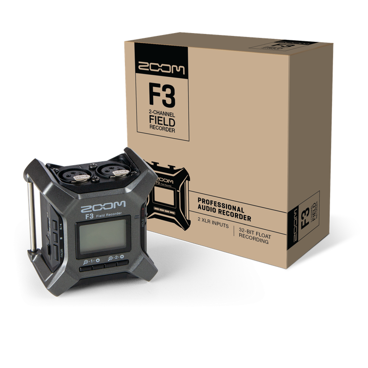 Zoom F3 field recorder with retail packaging