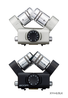 Adjustable X/Y stereo microphone capsule in silver and black with angle dials
