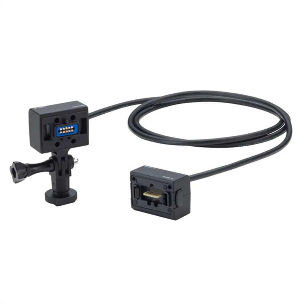 Microphone capsule extension cable with black connectors and small mounting clip