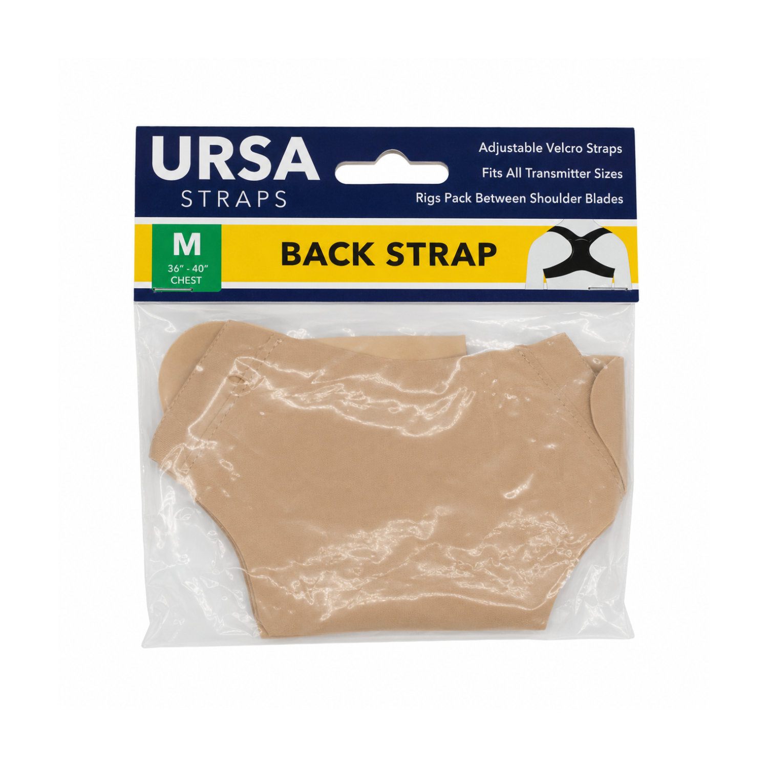 Beige adjustable back strap with elastic velcro and loop for shoulder blades