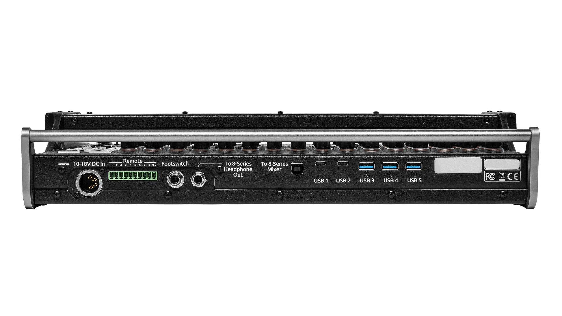 CL-16 audio mixer front panel with connectors and control knobs