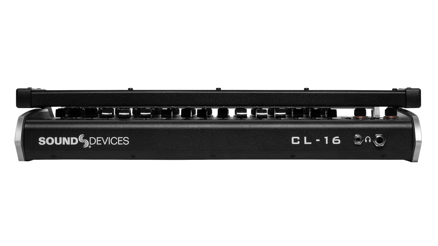 CL-16 audio mixer top view with Sound Devices logo and control knobs