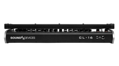 CL-16 audio mixer top view with Sound Devices logo and control knobs