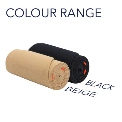 Double pouch waist strap roll in beige and black shown side by side