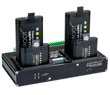 Audioroot eSMART QUAD charger with four smart batteries fitted
