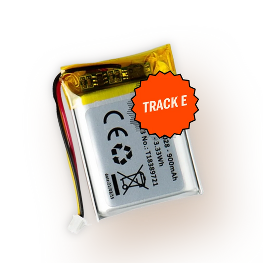 TRACK E battery replacement kit: rechargeable Li-ion pack with connector leads