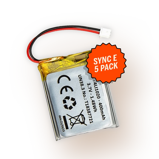 Rechargeable battery replacement kit, 5-pack with wired connector