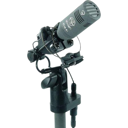Cinela Osix microphone shock mount with cylindrical grille, dark green and black