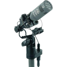 Cinela Osix microphone shock mount with cylindrical grille, dark green and black