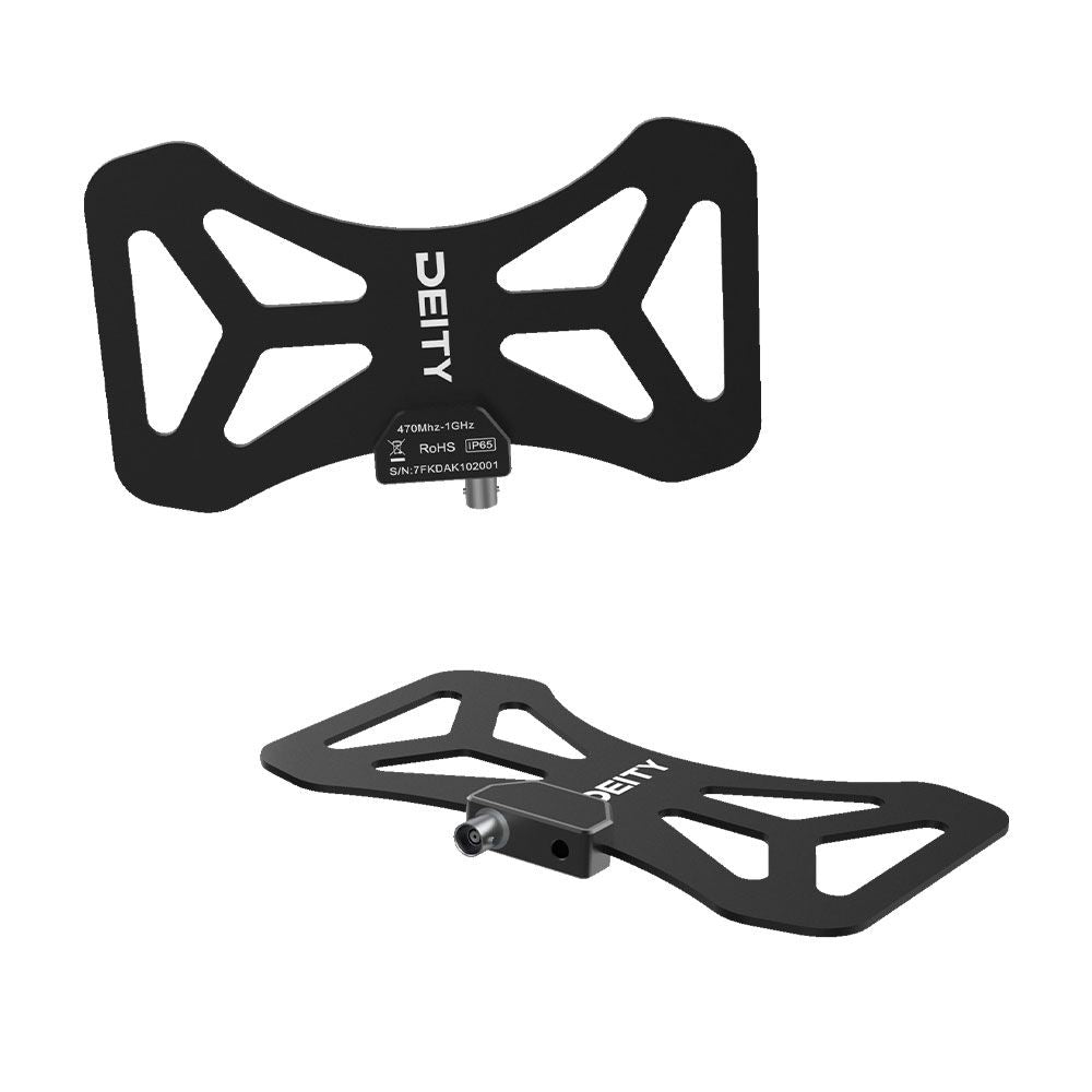 Deity BF1 butterfly wideband antenna, black frame with SMA-style coax connector