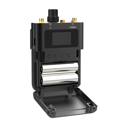 Black electronics kit with open housing, LCD screen, and gold connectors