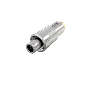 Deity DA3L microdot-to-Lemo 3-pin adapter, silver metal 3-pin connector