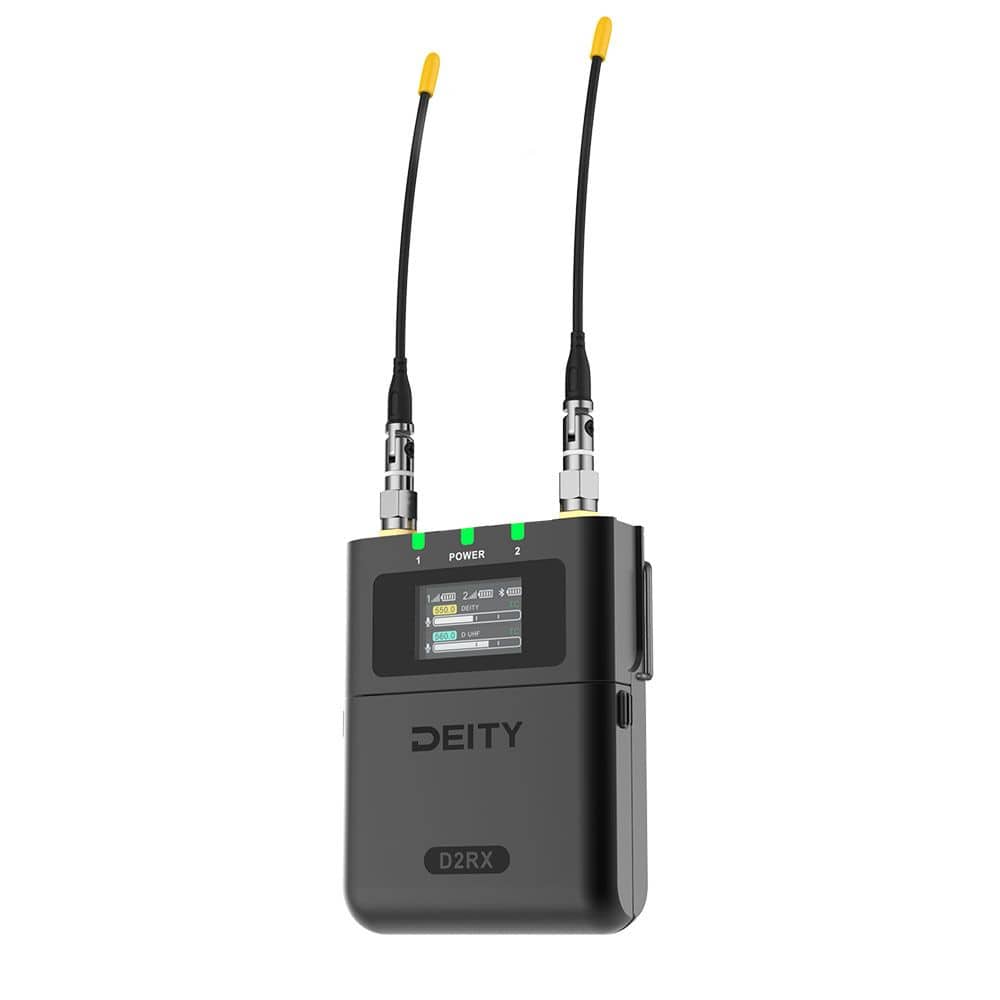 Deity D2RX 2-channel digital radio mic receiver with two antennas, black