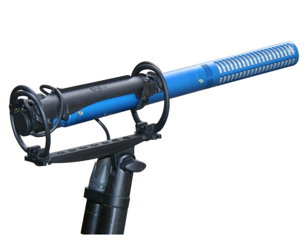 Cinela E OSIX mic mount for Schoeps CMIT and Super CMIT, blue and black