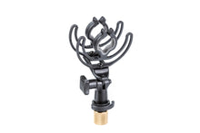 Microphone shock mount with metal cradle and shock isolation mount, dark gray finish