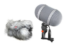 Rycote Modular Windshield kit: gray furry windscreen and gray mesh microphone cover.
