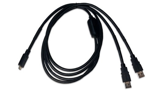 Sound Devices MX-USBY MixPre power cable with black USB connectors, USB-A to USB-A.