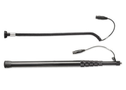 Black internal coiled cable kit end connector with two cable ends and inline connector