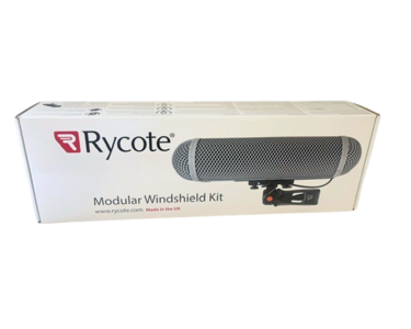 Rycote modular windshield kit with gray mesh windscreen for microphone