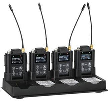 4-slot battery charger with data transfer base and four antennas