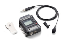 Zoom F1 field recorder with LCD, lavalier mic and cables, including clip and windscreen
