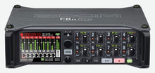 Zoom F8n Pro multi-track field recorder front panel with knobs and level meters