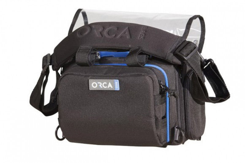 Orca mini audio bag OR-28 in dark gray with front zip pocket and adjustable shoulder strap