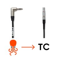 Black-to-silver audio cable with orange tentacle graphic and TC marking