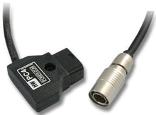 Black power cable with male Hirose-style circular metal connector and molded plug end