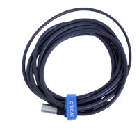 Pack of 5 dark blue reusable cable ties, bundled together with blue label tab