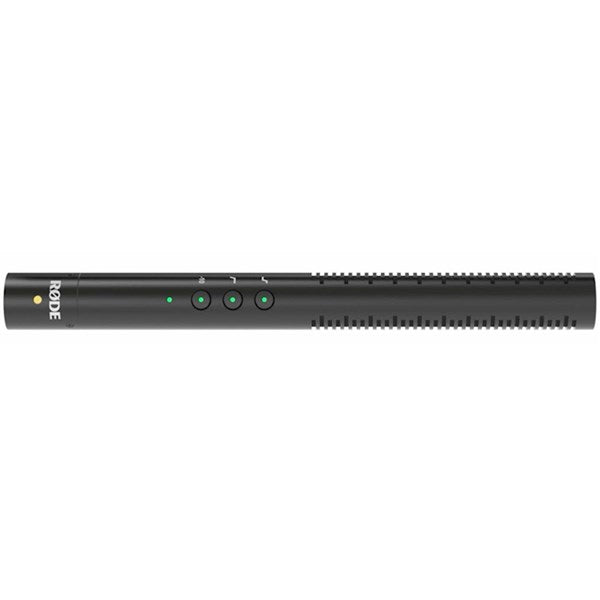 RODE NTG4 shotgun microphone with indicator lights and controls