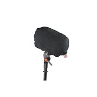 Black microphone windscreen cover with fuzzy foam texture