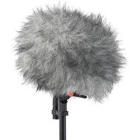 Rycote Windshield kit 10 with gray furry microphone windscreen on stand