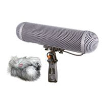Shotgun microphone windshield kit with furry windscreen and XLR connector