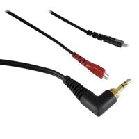 Black Sennheiser HD25 headphone cable assembly with gold plug and red inline connector