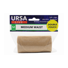 Beige double pouch waist strap for holding wireless transmitter devices