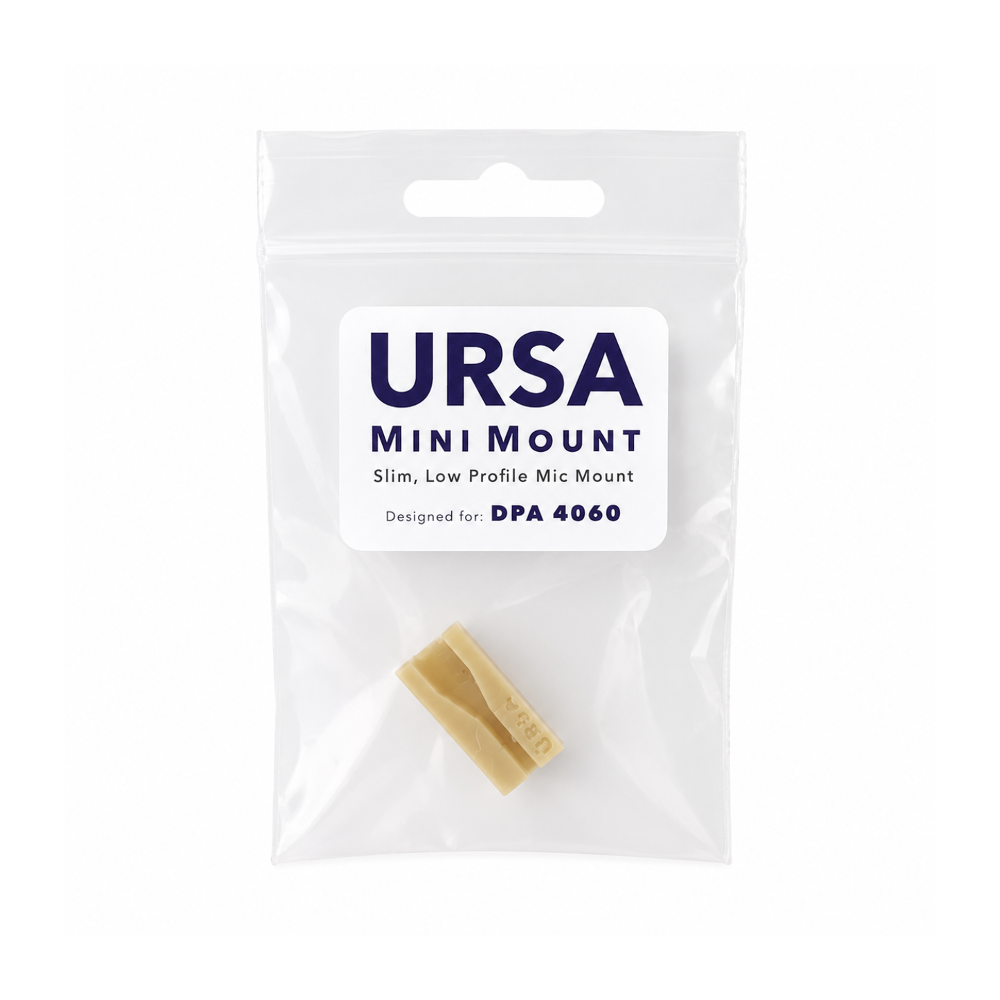 Beige URSA MiniMount low-profile microphone mount in sealed bag