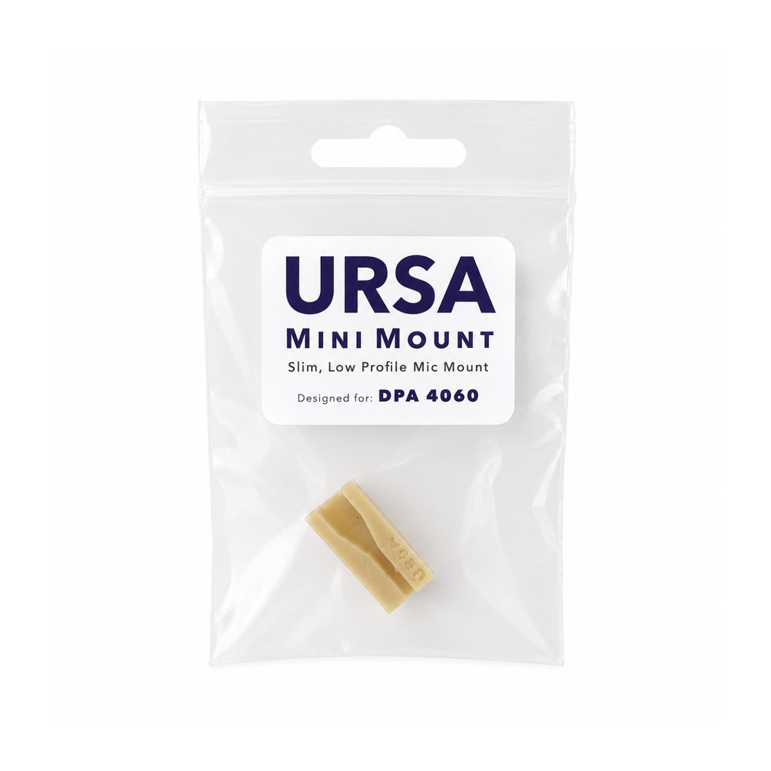 Beige URSA MiniMount low-profile microphone mount in sealed bag