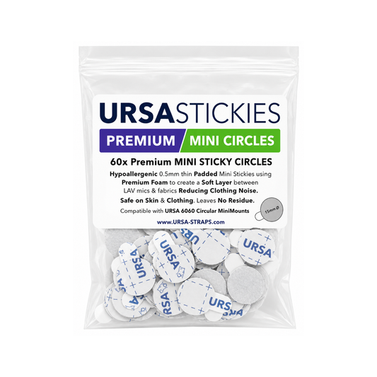 Pack of mini sticky adhesive circles with gray felt pads and white backing in plastic bag